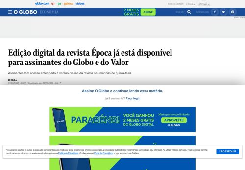 
                            2. Edição digital da revista Época já está disponível para assinantes do ...