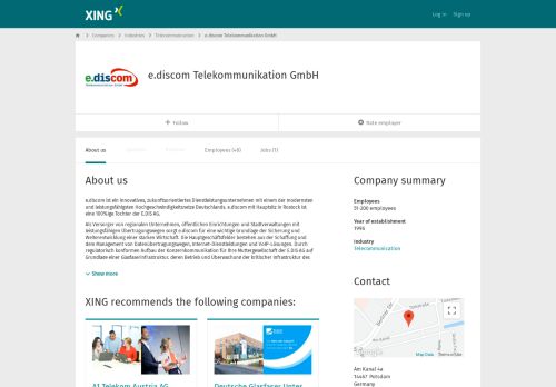 
                            9. e.discom Telekommunikation GmbH als Arbeitgeber | XING ...