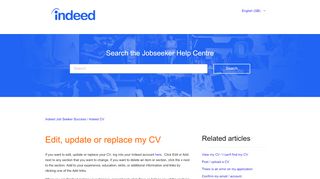 
                            2. Edit, update or replace my CV – Indeed Job Seeker Success