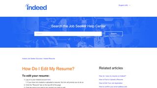 
                            1. Edit, update or replace my resume – Indeed Job Seeker Success