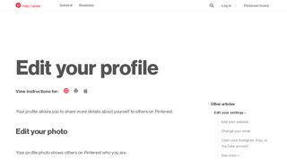 
                            1. Edit your profile | Pinterest help
