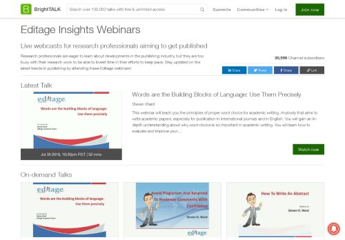 
                            10. Editage Insights Webinars - BrightTALK