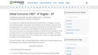 
                            5. Edital Concurso CREF - 4ª Região – SP - Concursos no Brasil