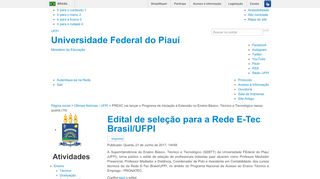 
                            2. Edital de seleção para a Rede E-Tec Brasil/UFPI