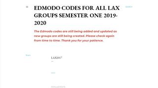 
                            13. EDMODO CODES FOR ALL LAX GROUPS SEMESTER 1 ...