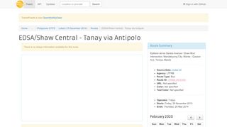 
                            9. EDSA/Shaw Central - Tanay via Antipolo - OpenMobilityData