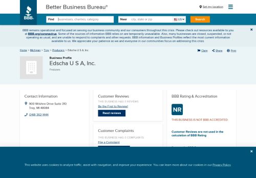 
                            11. Edscha U S A, Inc. | Better Business Bureau® Profile