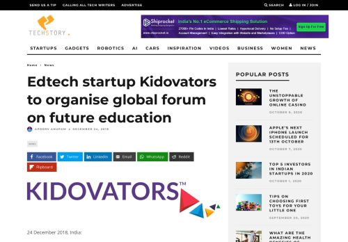 
                            13. Edtech startup Kidovators to organise global forum on future ...