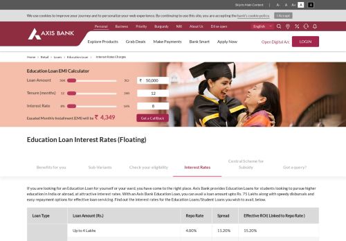 
                            3. Education Loan Interest Rate | Student Loan Interest Rate | Axis Bank