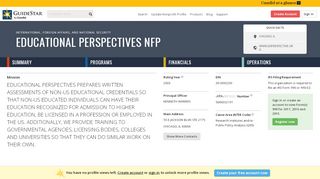 
                            9. Educational Perspectives NFP - GuideStar Profile