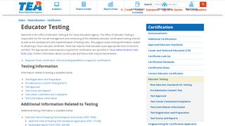 
                            9. Educator Testing - Texas Education Agency