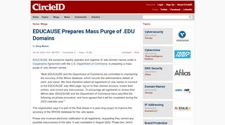 
                            11. EDUCAUSE Prepares Mass Purge of .EDU Domains - CircleID