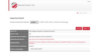 
                            12. eduGAIN - Metadata Explorer Tool - REFEDS