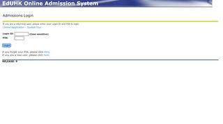 
                            4. EdUHK Online Admission System - Login