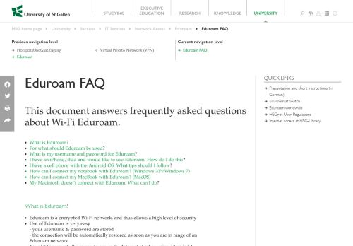 
                            8. Eduroam FAQ | University | University of St.Gallen