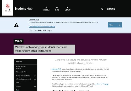 
                            12. eduroam Wi-Fi | Student Hub | City, University of London