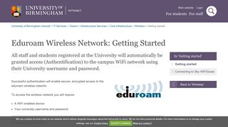 
                            12. Eduroam Wireless Network: Getting Started