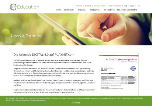 
                            11. eEducation: Die Urkunde DIGITAL 4.0 auf PLAYMIT.com