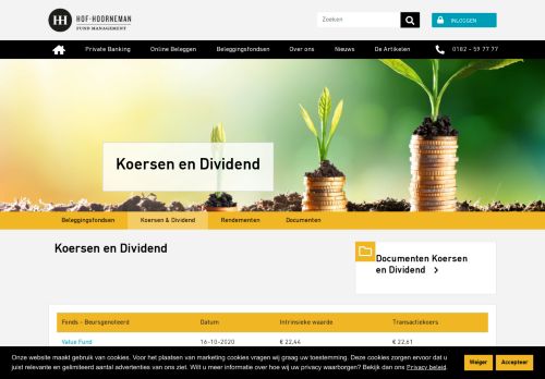 
                            5. Een overzicht van de Koersen & Dividend bij Hof Hoorneman