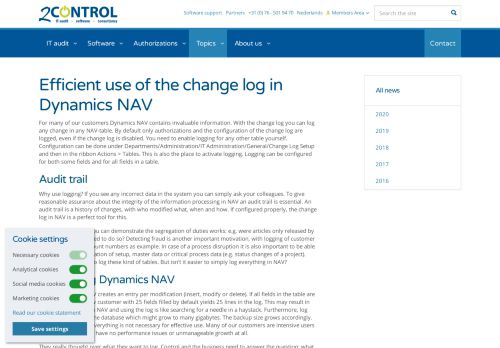 
                            13. Efficient use of the change log in Dynamics NAV | 2-Control