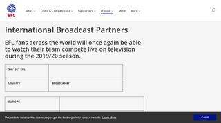 
                            12. EFL Official Website - International Broadcast Partners - EFL.com