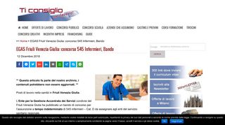 
                            7. EGAS Friuli Venezia Giulia: concorso 545 Infermieri, Bando - Ticonsiglio