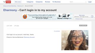 
                            6. Eharmony - Can't login in to my account Feb 06, 2019 @ Pissed ...