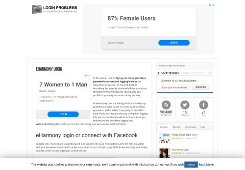 
                            11. eHarmony login - Login Problems