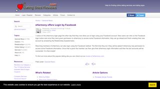 
                            12. eHarmony offers Login by Facebook - Dating Sites Reviews