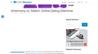 
                            12. eHarmony vs. Match: Online Dating Dilemma - Top Ten Reviews