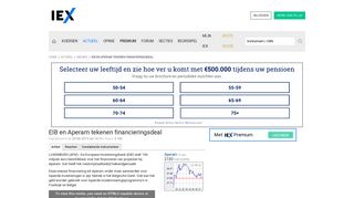 
                            6. EIB en Aperam tekenen financieringsdeal | IEX.nl