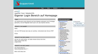 
                            3. Eigener Login Bereich auf Homepage - Supportnet.de