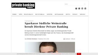 
                            10. Eigengewächs: Sparkasse Südliche Weinstraße beruft Direktor Private ...