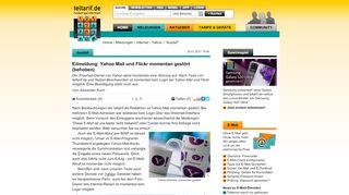 
                            5. Eilmeldung: Yahoo Mail und Flickr momentan gestört (behoben) - Teltarif