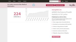 
                            3. eIMMR: the future of health statistics in Sri Lanka - Sri Lanka Journal of ...