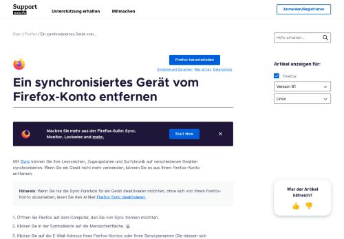 
                            2. Ein synchronisiertes Gerät vom Firefox-Konto entfernen | Hilfe zu Firefox