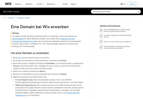 
                            7. Eine Domain bei Wix erwerben | Support Zentrum | Wix.com