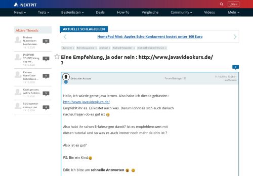 
                            7. Eine Empfehlung, ja oder nein : http://www.javavideokurs.de ...