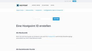 
                            4. Eine Hostpoint ID erstellen - Hostpoint Support Center