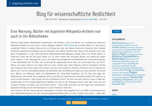 
                            7. Eine Warnung: Bücher mit kopierten Wikipedia-Artikeln nun auch in ...