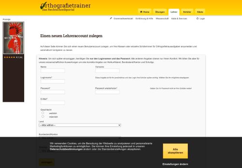 
                            10. Einen neuen Lehreraccount anlegen - Orthografietrainer.net ...