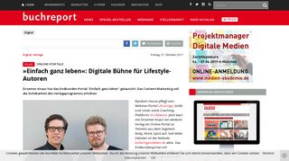 
                            10. Einfach ganz leben«: Digitale Bühne für Lifestyle-Autoren - buchreport