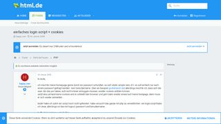 
                            6. einfaches login script + cookies | html.de - HTML für Anfänger und ...