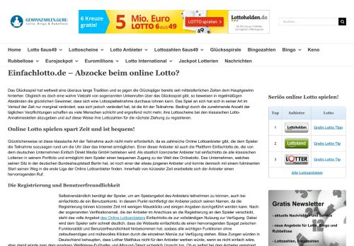 
                            9. Einfachlotto.de - Abzocke beim online Lotto? | Gewinnzahlen-Guru