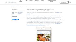 
                            3. Einführung der Werbeanzeigenmanager-App | Facebook for Business