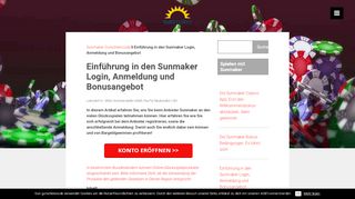 
                            5. Einführung in den Sunmaker Login, Anmeldung und Bonusangebot