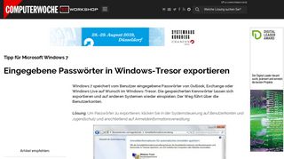 
                            6. Eingegebene Passwörter in Windows-Tresor exportieren - TecChannel