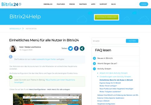 
                            8. Einheitliches Menü für alle Nutzer in Bitrix24 - Support