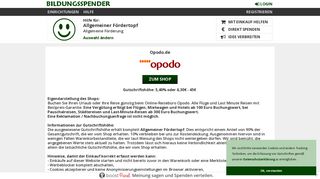 
                            10. Einkauf bei Opodo.de für Allgemeiner Fördertopf - Bildungsspender