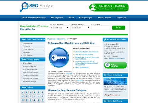 
                            12. Einloggen Begriffserklärung & Definition - SEO Analyse